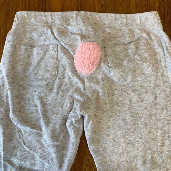 SEED HERITAGE Bunny Pajamas Girls 5 5T Grey Pink Rabbit Tail Fluffy Easter PJs - Picture 5 of 11